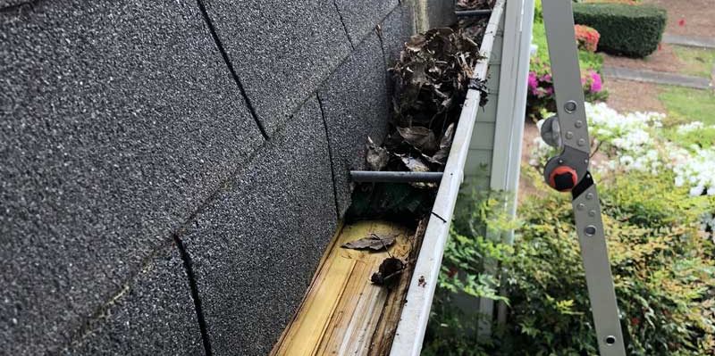 Gutter Cleaning in Atlanta, Suwanee, Sugar Hill, GA from a ladder