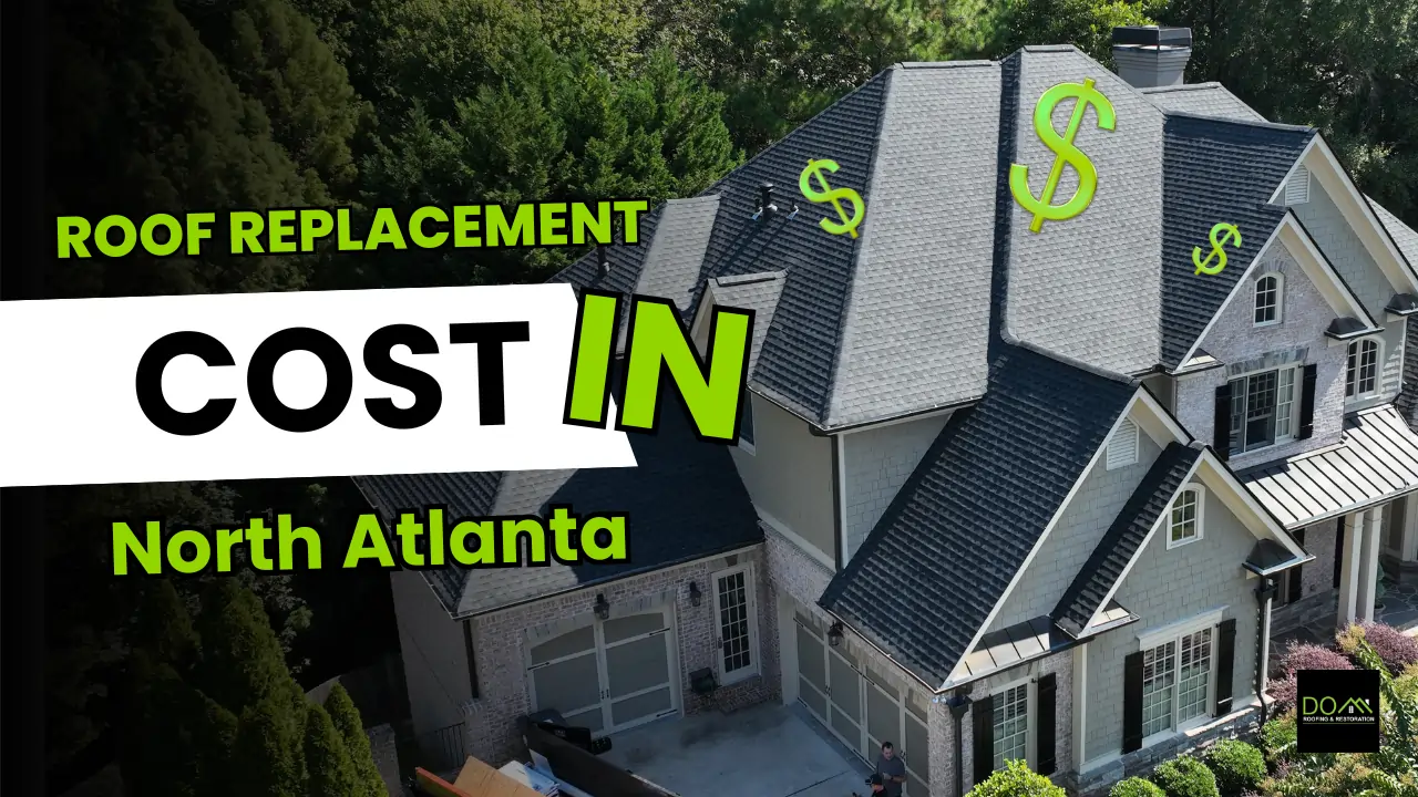 Featured image for a guide to roof replacement costs in North Atlanta, showing a newly installed architectural shingle roof on a home in the Suwanee, GA area.