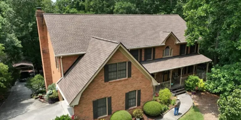 Buford Roofing Contractor 3 Completed architectural shingle roof on a brick Buford GA home