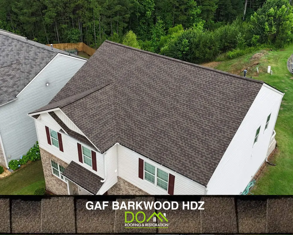 Barkwood Timberline HDZ shingles installed by Dom Roofing & Restoration on a home in Cumming GA