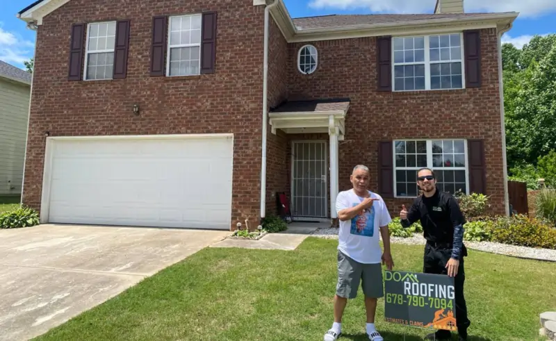 Martin Mourigal from Buckhead Atlanta GA giving a 5-star review after roof replacement with Appalachian Sky shingles by Dom Roofing & Restoration