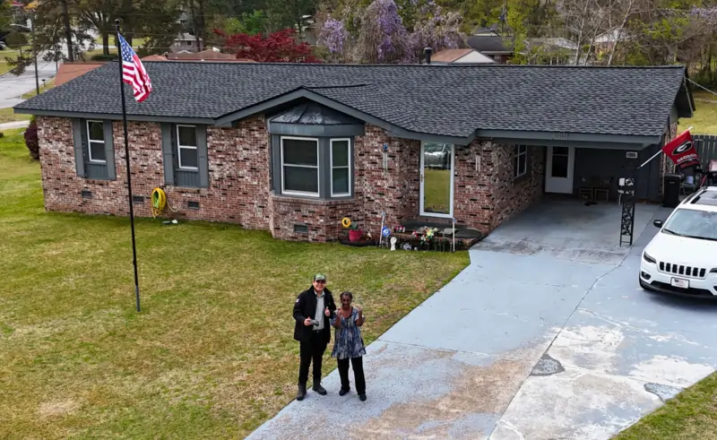 Miles Neely from Buford GA sharing a 5-star customer review for Dom Roofing & Restoration after roof replacement with great price and excellent service