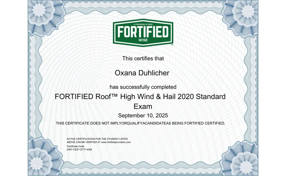 DOM Roofing FORTIFIED Roof Certification DOM Roofing FORTIFIED Roof certification for resilient storm-resistant roofing