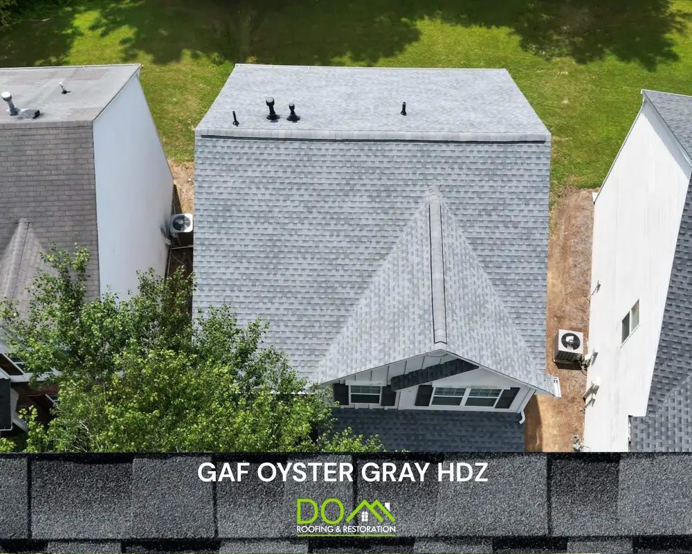 Oyster Grey Timberline HDZ shingles installed by Dom Roofing & Restoration on a home in Duluth GA