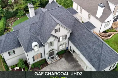 Roof replacement with GAF Charcoal UHDZ shingles – Dom Roofing & Restoration – roof shingle color in Dunwoody GA.
