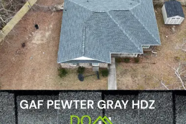 Roof replacement with GAF Pewter Gray HDZ shingles – Dom Roofing & Restoration – roof shingle color in Big Creek.