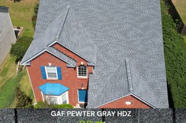 Roof replacement with GAF Pewter Gray HDZ shingles – Dom Roofing & Restoration – roof shingle color in Flowery Branch.
