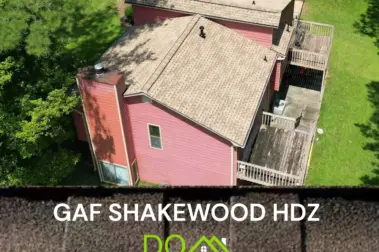 Roof replacement with GAF Shakewood HDZ shingles – Dom Roofing & Restoration – roof shingle color in Suwanee.