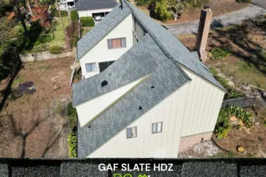 Roof replacement with GAF Slate HDZ shingles – Dom Roofing & Restoration – roof shingle color in Alpharetta.
