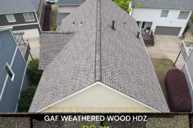 Roof replacement with GAF Weatherwood HDZ shingles – Dom Roofing & Restoration – roof shingle color in Alpharetta.