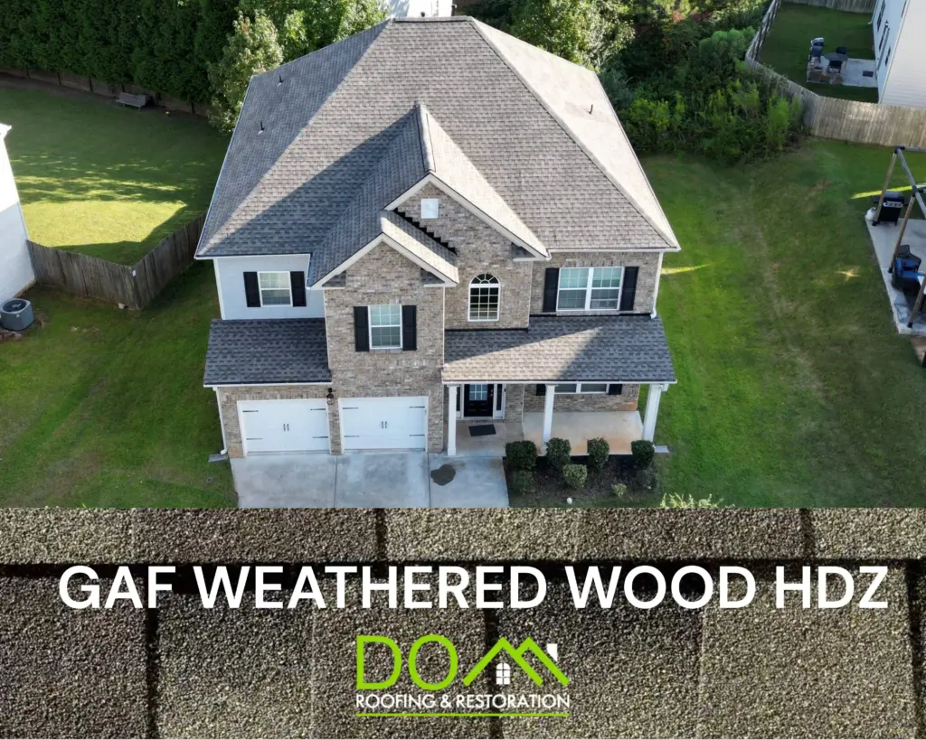 Completed GAF Weathered Wood shingle roof replacement on a Buford, Georgia home