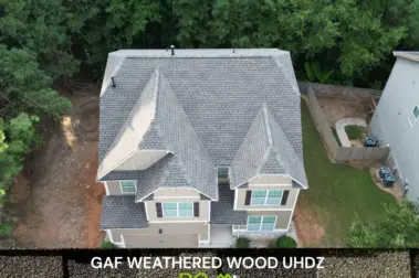 Dom Roofing & Restoration | Roof replacement | GAF Weatherwood UHDZ roof shingle color in Flowery Branch.