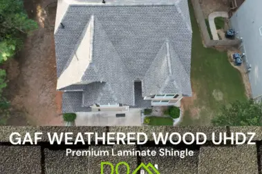 Dom Roofing & Restoration | Roof replacement | GAF Weatherwood UHDZ roof shingle color in Johns Creek.