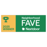 Nextdoor Neighborhood Faves 2025 award badge for Dom Roofing & Restoration