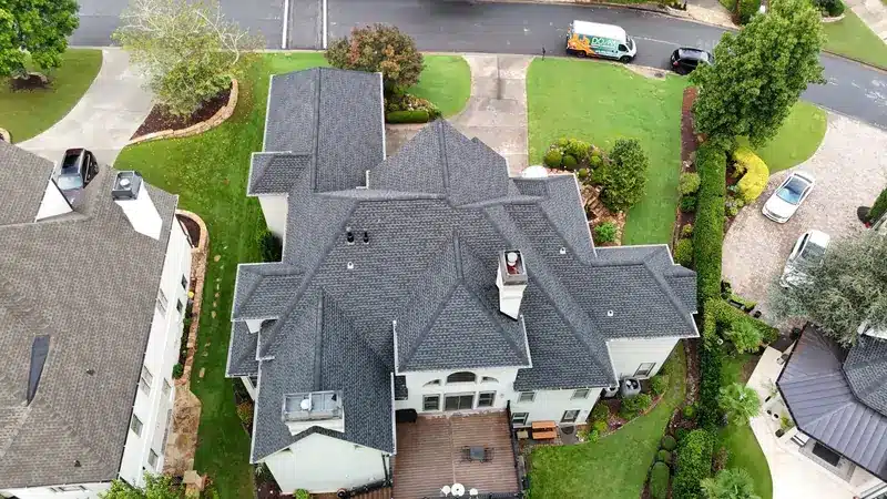 Dom Roofing and Restoration crew completing a residential roof replacement in Duluth, GA