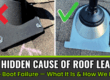 Cracked and failed rubber pipe boot causing roof leak compared to properly installed pipe boot flashing repair by DOM Roofing & Restoration in Atlanta, GA