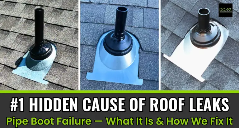 Roof pipe boot replacement in Atlanta GA — #1 hidden cause of roof leaks around vent pipe — Dom Roofing & Restoration Sugar Hill