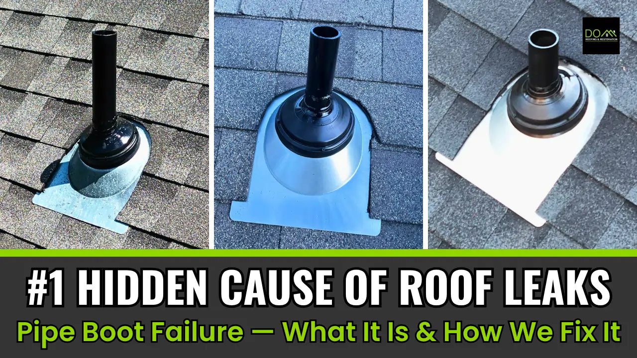 Why Your Roof Is Leaking Around the Vent Pipe — Dom Roofing Atlanta GA Roof pipe boot replacement in Atlanta GA — #1 hidden cause of roof leaks around vent pipe — Dom Roofing & Restoration Sugar Hill