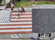 American flag design created with red, white and blue roof shingles