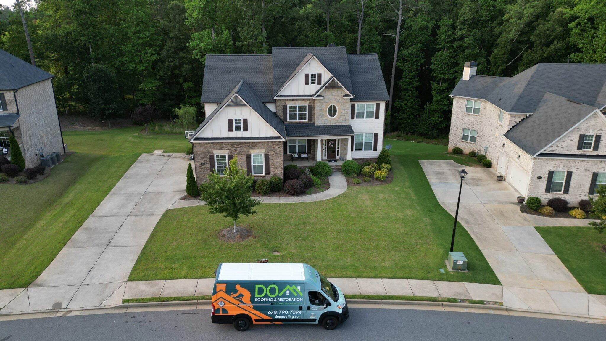 Roofing Company in Milton, GA 2 Completed roof replacement by Dom Roofing & Restoration in the Milton, GA area