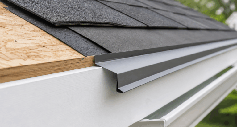 Metal drip edge installed at the eave of a Georgia asphalt shingle roof