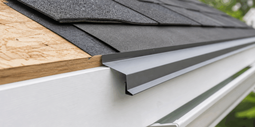 Metal drip edge installed at the eave of a Georgia asphalt shingle roof
